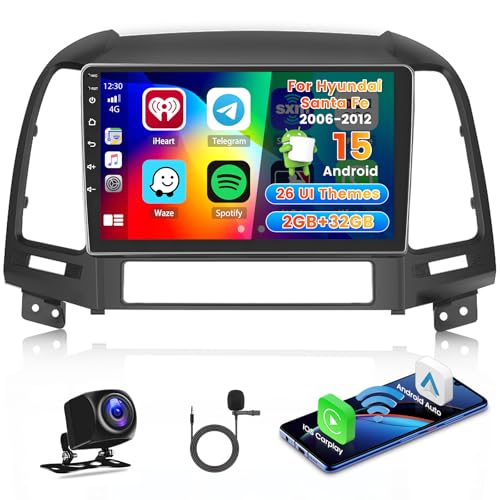 Roinvou 2+64G Android Autoradio Navi für Hyundai Santa Fe 2006-2012 mit Wireless Carplay und Android Auto, 9 Zoll Touchscreen Radio mit WiFi GPS Bluetooth Mirror Link EQ FM/RDS SWC Rückfahrkamera Roinvou 2+64G Android Autoradio Navi für Hyundai Santa Fe 2006-2012 mit Wireless Carplay und Android Auto, 9 Zoll Touchscreen Radio mit WiFi GPS Bluetooth Mirror Link EQ FM/RDS SWC Rückfahrkamera von Roinvou