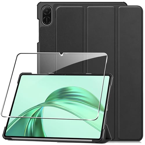 Hülle für Honor Pad X8a 11" 2024 Tablette Case Cover+1 Stücks Schutzglas Schutzfolie -Schwarz von Rojeuinn