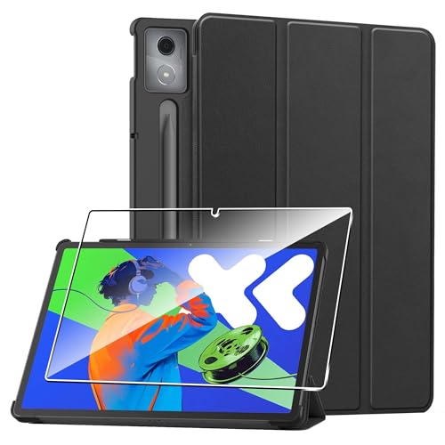 Hülle für Lenovo ldea Tab Pro 12.7" Tablette Case Cover+1 Stücks Schutzglas Schutzfolie -Schwarz von Rojeuinn