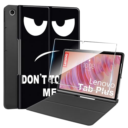 Hülle für Lenovo Tab Plus 11.5'' (2024) Tablette Case Cover +1 Stücks Schutzglas Schutzfolie,Ultra Schlank Superleicht Dreifach Falt Klapp Schutzhülle Case -große Augen von Rojeuinn