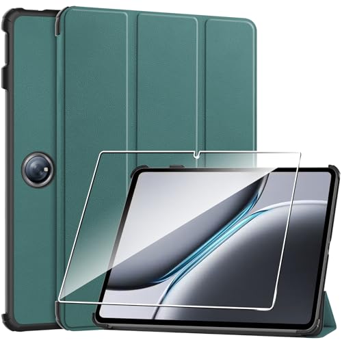 Hülle für Oneplus Pad 2/Oppo Pad 3 Pro 12.1" 2024 Tablette Case Cover+1 Stücks Schutzglas Schutzfolie -Grün von Rojeuinn