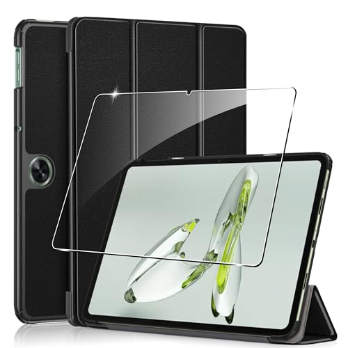 Hülle für Oppo Pad Neo/oneplus pad go 2024 11.4 inches Tablette Case Cover+1 Stücks Schutzglas Schutzfolie-Schwarz von Rojeuinn
