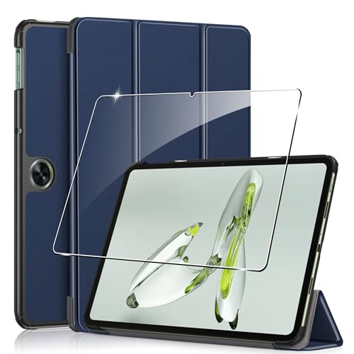 Hülle für Oppo Pad Neo 2024 11.4 inches Tablette Case Cover+1 Stücks Schutzglas Schutzfolie -Blue von Rojeuinn