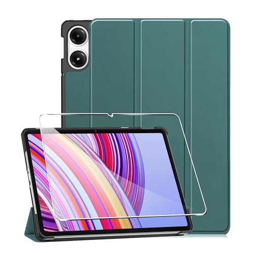 Hülle für Redmi Pad Pro 12.1 inches Tablette Case Cover+1 Stücks Schutzglas Schutzfolie -Grün von Rojeuinn