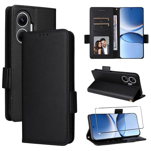 Rojeuinn Handyhülle Poco F7 5G Hülle mit 1 Panzer Glas Premium PU Leder Klapphülle Poco F7 5G [Kartenfach] [Ständer] Magnet Klappbar Flip Case Tasche von Rojeuinn