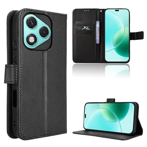 Rojeuinn Hülle für Honor 400 Lite 5G Handyhülle-Hülle Stoßfest Case Cover-Handy Case in Premium Kohlefaser [Klappbar Flip] [Standfunktion Tasche] -Schwarz von Rojeuinn