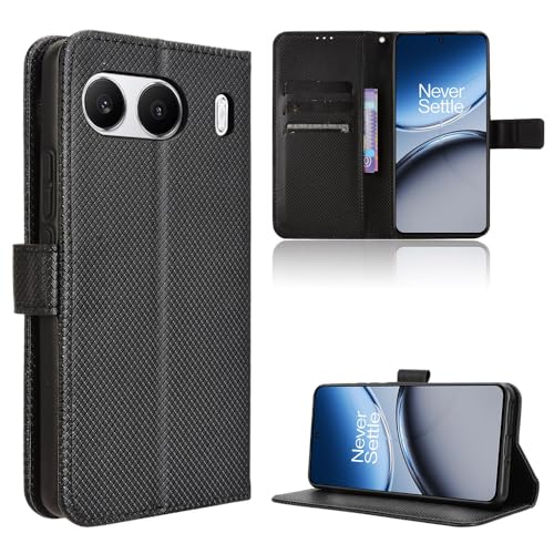 Rojeuinn Hülle für Oneplus Nord 4 Handyhülle-Hülle Stoßfest Case Cover-Handy Case in Premium Kohlefaser [Klappbar Flip] [Standfunktion Tasche] -Schwarz von Rojeuinn
