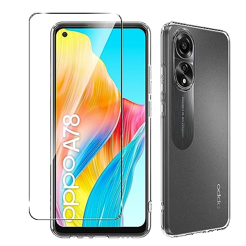 Rojeuinn Hülle für Oppo A78 4G Handyhülle+1 Stücks Schutzglas Schutzfolie,Weiche TPU Silikon Stoßfest Schutzhülle Handy Case-Transparente Rojeuinn Hülle für Oppo A78 4G Handyhülle+1 Stücks Schutzglas Schutzfolie,Weiche TPU Silikon Stoßfest Schutzhülle Handy Case-Transparente von Rojeuinn