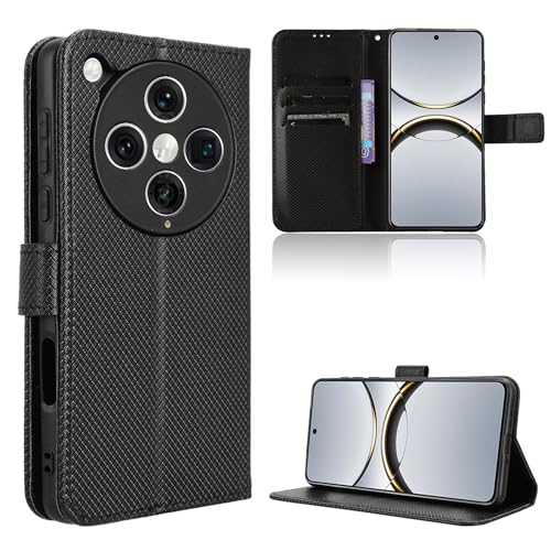 Rojeuinn Hülle für Oppo Find X8 Pro 5G Handyhülle-Hülle Stoßfest Case Cover-Handy Case in Premium Kohlefaser [Klappbar Flip] [Standfunktion Tasche] -Schwarz von Rojeuinn