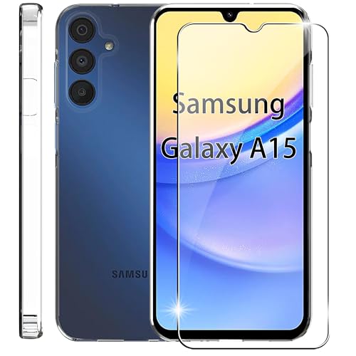 Rojeuinn Hülle für Samsung Galaxy A15 Handyhülle+1 Stücks Schutzglas Schutzfolie,Weiche TPU Silikon Stoßfest Schutzhülle Handy Case-Transparente Rojeuinn Hülle für Samsung Galaxy A15 Handyhülle+1 Stücks Schutzglas Schutzfolie,Weiche TPU Silikon Stoßfest Schutzhülle Handy Case-Transparente von Rojeuinn