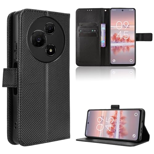 Rojeuinn Hülle für TCL 60 SE Nxtpaper 5G Handyhülle-Hülle Stoßfest Case Cover-Handy Case in Premium Kohlefaser [Klappbar Flip] [Standfunktion Tasche] -Schwarz von Rojeuinn