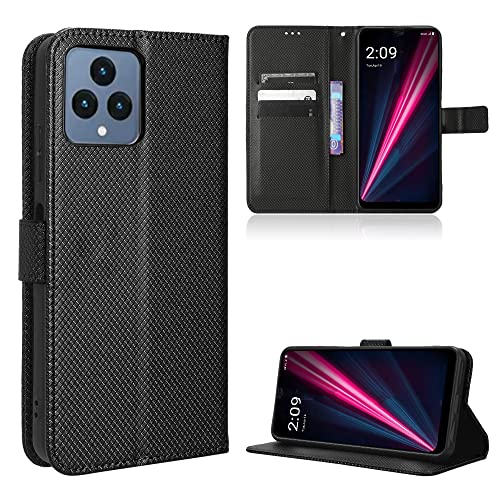 Rojeuinn Hülle für Telekom T Phone (2023) 5G Handyhülle-Hülle Stoßfest Case Cover-Handy Case in Premium Kohlefaser [Klappbar Flip] [Standfunktion Tasche] -Schwarz von Rojeuinn