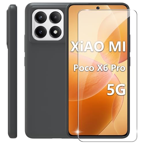 Rojeuinn Hülle für Xiaomi Poco X6 Pro 5G/K70E Handyhülle + 1 Stücks Schutzglas Schutzfolie+1 Stück Kameraschutz,Soft Matte Schutzhülle Handy Case von Rojeuinn