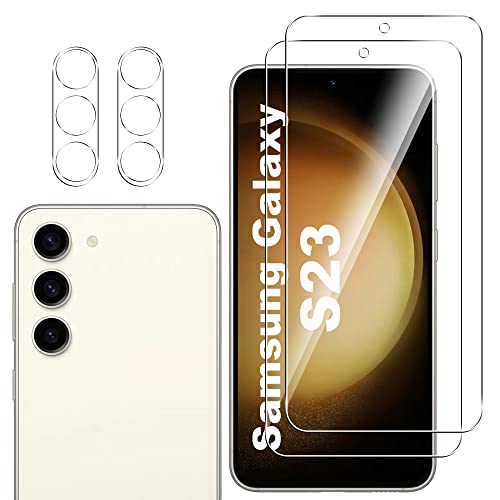 Rojeuinn Panzerfolie für Samsung Galaxy S23 Schutzfolie,[2 Stück Schutzglas und 2 Stück Kameraschutz],9H Härte Anti-Kratzen Displayschutz,HD Displayschutzfolie von Rojeuinn