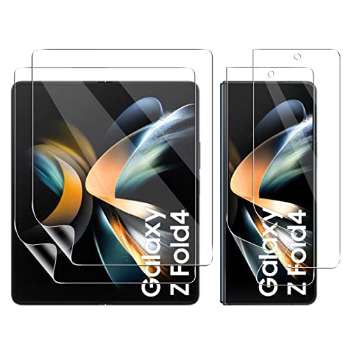 Schutzfolie für Samsung Galaxy Z Fold 4 5G Displayschutz,[2 Stück Weich TPU Displayschutzfolie und 2 Stück Außen Displayschutzfolie],Anti-Fingerabdruck,HD Flexibler Displayschutzfolie von Rojeuinn