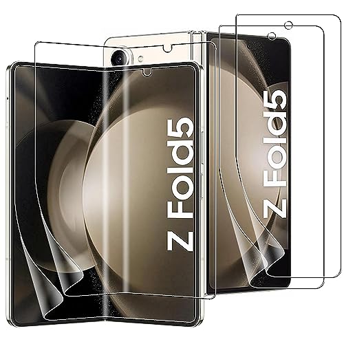 Schutzfolie für Samsung Galaxy Z Fold 5 5G Displayschutz,[2 Stück Weich TPU Displayschutzfolie und 2 Stück Außen Displayschutzfolie],Anti-Fingerabdruck,HD Flexibler Displayschutzfolie von Rojeuinn