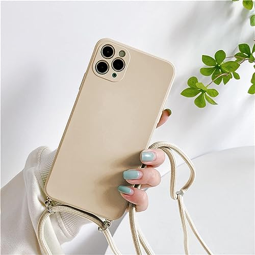 Rokmym Handykette Hülle für iPhone 11 Necklace Hülle mit Kordel Handyhülle für iPhone 11 für zum Umhängen Silikon Schutzhülle mit Band Case Cover für iPhone 11 schwarz (iPhone 12, Khaki) von Rokmym