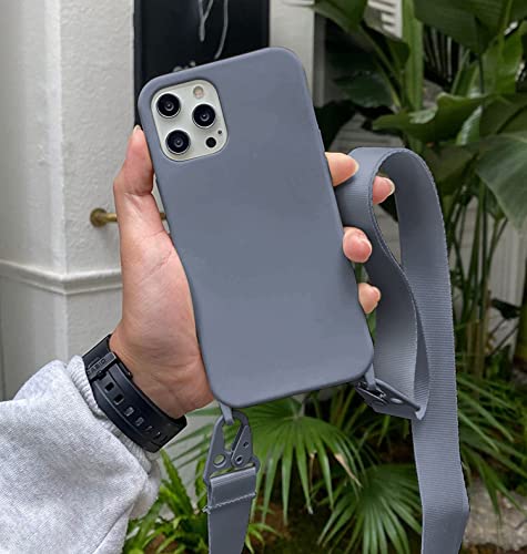 Rokmym Handykette Hülle kompatibel mit iPhone 11 Nylon Schultergurt Weich Silikon Handyhülle mit Stylische Band Kordel zum Umhängen Schutzhülle Case Cover für iPhone 11. (iPhone 11, Rauchgrau) von Rokmym