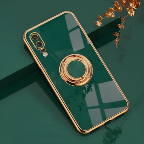 Rokmym Huawei P20 Hülle,Weiche Silikon Handyhülle mit 360 Grad Ring Ständer für Magnetische Autohalterung Metallrahmen Case Cover für Huawei P20 von Rokmym