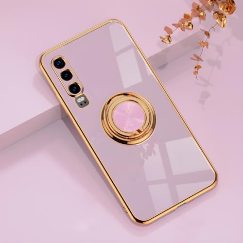 Rokmym Huawei P30 Hülle,Weiche Silikon Handyhülle mit 360 Grad Ring Ständer für Magnetische Autohalterung Metallrahmen Case Cover für Huawei P30 von Rokmym