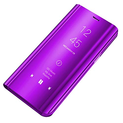 Rokmym Kompatibel für Samsung Galaxy A71 Hülle, Mirror Make-Up Schutzhülle Klare Sicht Flip Cover Slim Stand Full Body Anti-Shock-PC Galaxy A71 Clear Schutzhülle von Rokmym