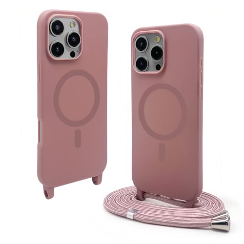Rokmym Magnetische Handykette Hülle für iPhone 14 Pro Max mit Band,Handyhülle Kompatibel mit Mag-Safe Verstellbarer Halskette Handyhülle Tasche TPU Bumper Cover für iPhone 14 Pro Max,Sand rosa Rokmym Magnetische Handykette Hülle für iPhone 14 Pro Max mit Band,Handyhülle Kompatibel mit Mag-Safe Verstellbarer Halskette Handyhülle Tasche TPU Bumper Cover für iPhone 14 Pro Max,Sand rosa von Rokmym