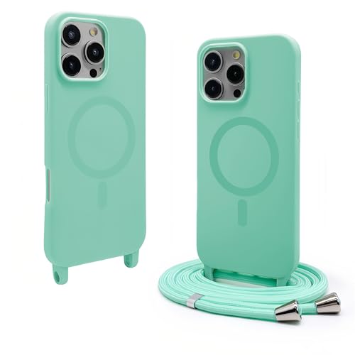 Rokmym Magnetische Handykette Hülle für iPhone 14 Pro mit Band,Handyhülle Kompatibel mit Mag-Safe Verstellbarer Halskette Handyhülle Tasche TPU Bumper Cover für iPhone 14 Pro,Helles Cyan Rokmym Magnetische Handykette Hülle für iPhone 14 Pro mit Band,Handyhülle Kompatibel mit Mag-Safe Verstellbarer Halskette Handyhülle Tasche TPU Bumper Cover für iPhone 14 Pro,Helles Cyan von Rokmym