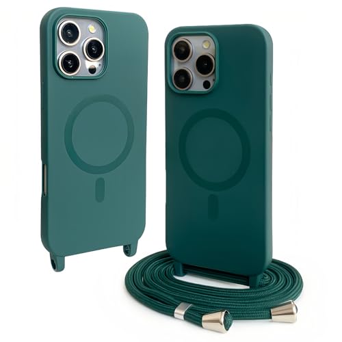 Rokmym Magnetische Handykette Hülle für iPhone 16 Pro Max mit Band,Handyhülle Kompatibel mit Mag-Safe Verstellbarer Halskette Handyhülle Tasche TPU Bumper Cover für iPhone 16 Pro Max,Armeegrün Rokmym Magnetische Handykette Hülle für iPhone 16 Pro Max mit Band,Handyhülle Kompatibel mit Mag-Safe Verstellbarer Halskette Handyhülle Tasche TPU Bumper Cover für iPhone 16 Pro Max,Armeegrün von Rokmym