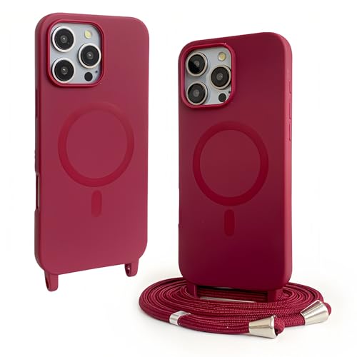 Rokmym Magnetische Handykette Hülle für iPhone 16 mit Band,Handyhülle Kompatibel mit Mag-Safe Verstellbarer Halskette Handyhülle Tasche TPU Bumper Cover für iPhone 16,Burgunderrot Rokmym Magnetische Handykette Hülle für iPhone 16 mit Band,Handyhülle Kompatibel mit Mag-Safe Verstellbarer Halskette Handyhülle Tasche TPU Bumper Cover für iPhone 16,Burgunderrot von Rokmym