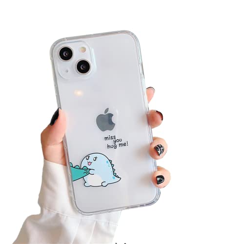 Rokmym Silikon Handyhülle Kompatibel mit iPhone 13 Hülle Cartoon Dinosaurier Motiv Transparent Flexibele TPU Schuzthülle Stoßfeste Kratzfest Ultra dünn Case Cover für iPhone 13 von Rokmym