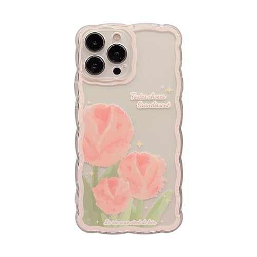 Rokmym für iPhone 15 Plus Hülle Transparent Handyhülle mit Aesthetic Rosa Lotus Muster Silikon TPU Case Wellenrand Design für Girls Schutzhülle Case Cover für iPhone 15 Plus von Rokmym