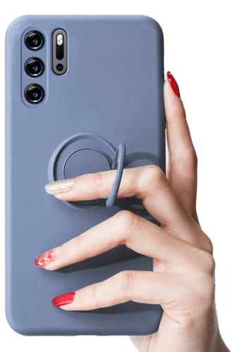 Rokmym kompatibel mit Huawei P30 pro flüssiges Silikon Slim Hülle mit 360 Grad Ring Ständer Microfaserinnenfutte Stoßfest Vollkörperschutz für Magnetische Autohalterung Huawei P30 pro Handyhülle von Rokmym
