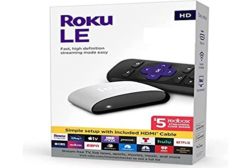 Roku LE Streaming Media Player 3930S3, schnelle, hochauflösende 1080p Full HD (inkl. Ladewürfel, Fernbedienung, Akkus und High-Speed-HDMI-Kabel, Redbox Promo), Weiß von Roku
