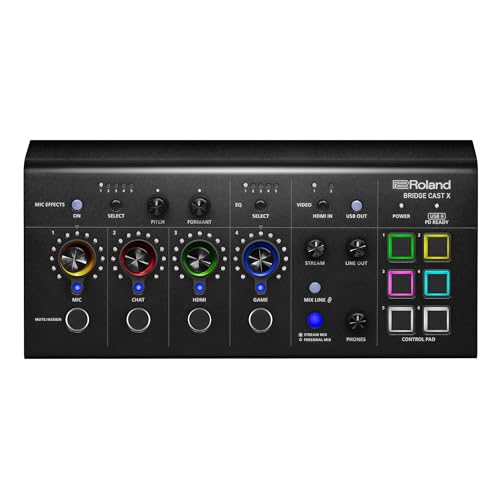 Roland BRIDGE CAST X Dual Bus Gaming Mixer & Video Capture, Professionelles Audio-Streaming-Interface für Online-Gamer & mehr, 32-Bit Hardware-DSP, USB-C Verbindung für Windows und Mac Roland BRIDGE CAST X Dual Bus Gaming Mixer & Video Capture, Professionelles Audio-Streaming-Interface für Online-Gamer & mehr, 32-Bit Hardware-DSP, USB-C Verbindung für Windows und Mac von Roland