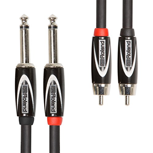 Roland Black-Serie Dual-Verbindungskabel – 6,3-mm-Klinke auf Cinch, Länge: 1m – RCC-3-2R28 von Roland