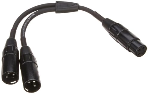 Roland Black-Serie Verbindungs-Split/Y-Kabel – XLR (weiblich) auf 2x XLR (männlich), Länge: 15cm – RCC-YC-XF2XM von Roland