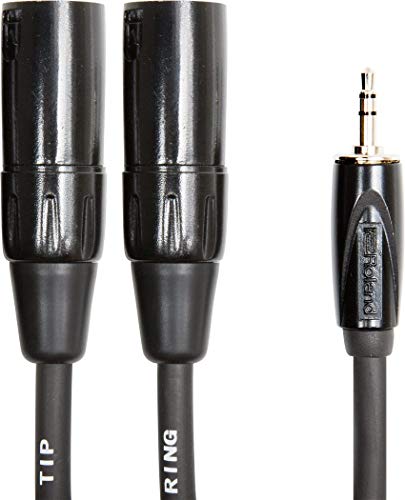 Roland Black-Serie symmetrisches Verbindungskabel – 3,5-mm-TRS-Klinke auf 2x XLR (männlich), Länge: 3m – RCC-10-352XM von Roland