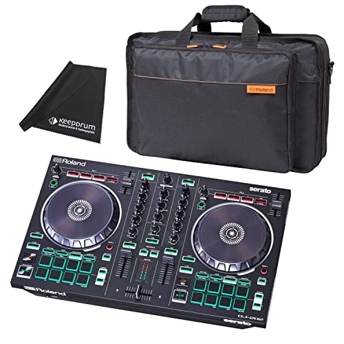 Roland DJ-202 USB-DJ-Controller Mixer + CB-BDJ202 Transport-Tasche + keepdrum Mikrofasertuch von Roland