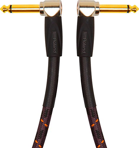 Roland Gold-Serie Patch/Pedal-Kabel – gewinkelte 6,3-mm-Klinkenstecker, Länge: 1 m – RIC-G3AA von Roland