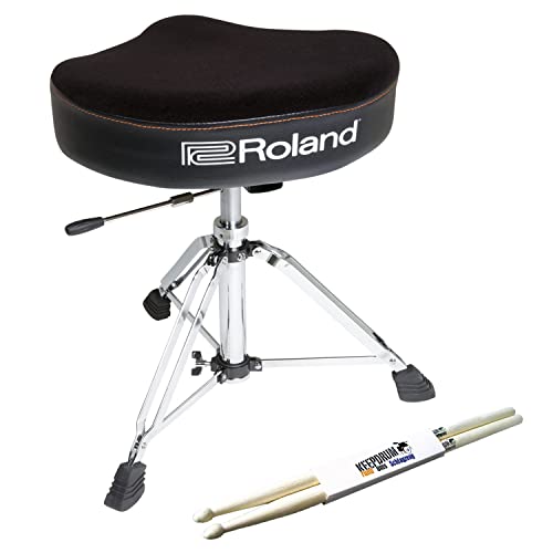 Roland RDT-SH hydraulischer Drumhocker Sattel-Sitz Schlagzeug Hocker + keepdrum Drumsticks von Roland