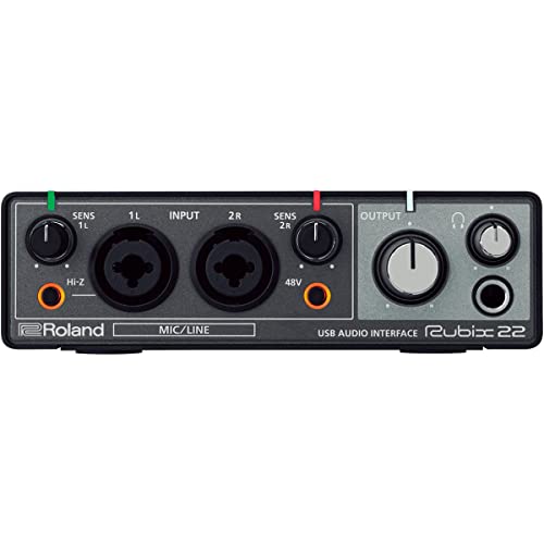 Roland RUBIX22 hochauflösendes Interface mit je 2 Ein-/Ausgängen, Hi-Res Interface für Mac, PC und Ipad mit zwei Eingängen und zwei Ausgängen von Roland