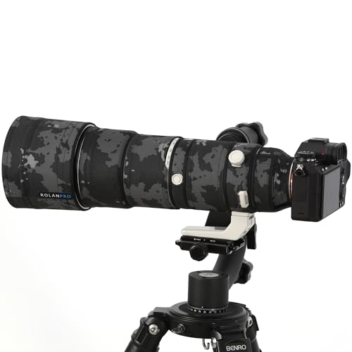 ROLANPRO Wasserdichte Objektivabdeckung, Camouflage, Regenschutz für Sony FE 200–600 mm F5.6–6.3 G OSS Objektivschutzhülle, Waffenbekleidung, #18, Dunkelschwarz, wasserdicht von Rolanpro