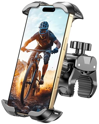 Rolgno Handyhalterung Fahrrad, [EIN-klick-Lock] Handyhalterung Motorrad, [360° Drehbar] Universal Handyhalter Fahrrad Lenker, Kompatibel mit iPhone, Galaxy und Alle 4.7"-6.9" Smartphones von Rolgno