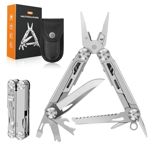 Rolgno Multitool, Geschenke für Männer, 14 in 1 Faltbares Edelstahl Multitool Werkzeug mit Zange, Messer, Säge, Schraubendreher, Multitools mit Nylontasche, Gadget für Camping, Reparatur, Wandern Rolgno Multitool, Geschenke für Männer, 14 in 1 Faltbares Edelstahl Multitool Werkzeug mit Zange, Messer, Säge, Schraubendreher, Multitools mit Nylontasche, Gadget für Camping, Reparatur, Wandern von Rolgno