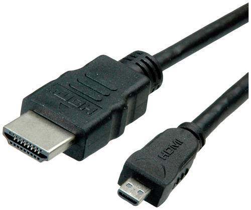 Roline green HDMI Anschlusskabel HDMI-A Stecker, HDMI-Micro-D Stecker 2m Schwarz 11445581 Halogenfre von Roline green