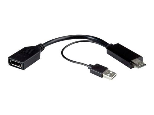 Roline 12.03.3147 DisplayPort / HDMI Adapter [1x DisplayPort Buchse - 2x DisplayPort Stecker, HDMI-S von Roline