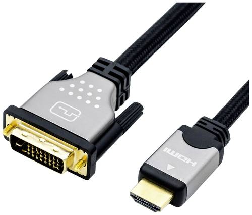 Roline DVI / HDMI Anschlusskabel DVI-D 24+1pol. Stecker, HDMI-A Stecker 1.00m Schwarz, Silber 11.04. von Roline