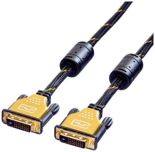 Roline DVI Anschlusskabel DVI-D 24+1pol. Stecker 2.00m Schwarz, Gold 11.04.5512 Geschirmt, schraubba von Roline