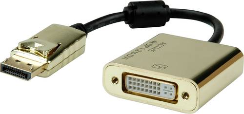 Roline DisplayPort / DVI Adapterkabel DisplayPort Stecker, DVI-D 24+1pol. Buchse 0.15m Schwarz/Gold von Roline