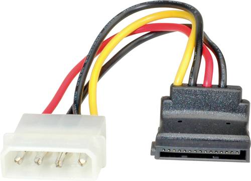 Roline Festplatten Anschlusskabel [1x Molex 4pol Stecker - 1x SATA-Strom-Stecker 15pol.] 0.10m von Roline
